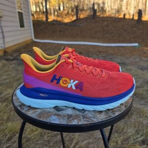 Hoka Mach 4 1113529 FBLN Fiesta/Bluing Red Running Shoes Sneakers Women's Sz 9 B